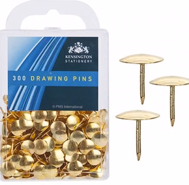 UMKY 300 Piece Gold Metal Brass Drawing Pins