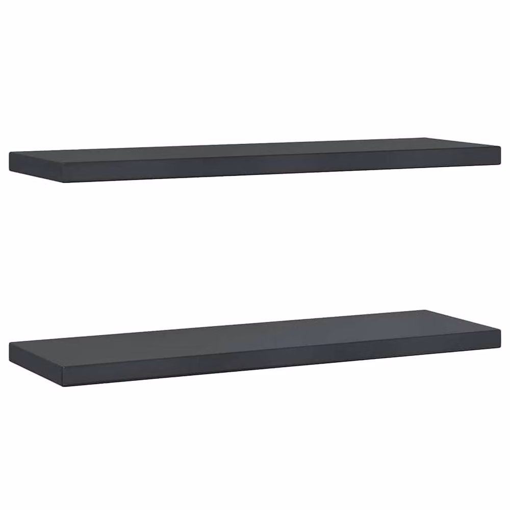 Berkfield Home Wall Mounted Black Stainless Steel Shelves, 2 Pack, W/D/H: 75 x 23.5 x 3 cm – 2