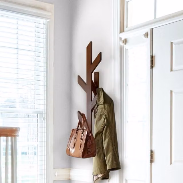 Decorotika Murron Modern Beech Wood Coat Rack in Brown, H 75 x W 20 x D 11 cm