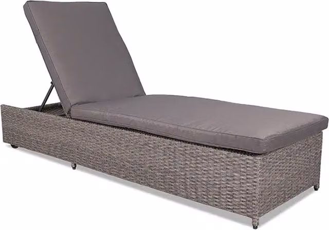 Royalcraft Paris Sun Lounger in Grey with Weatherproof Cushions and Adjustable Headrest