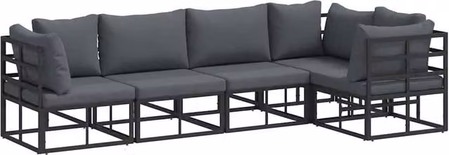 Berkfield Home 5-Piece L-Shape Garden Sofa Set with Black Powder Coated Aluminium Frame and Weather-Resistant Cushions – 1