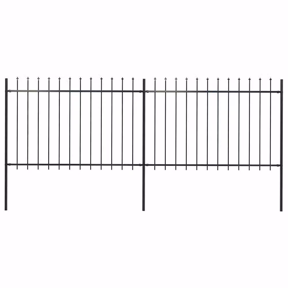 Berkfield Home Elegant Spear Top Steel Garden Fence, Black, W: 340 cm, H: 120 cm