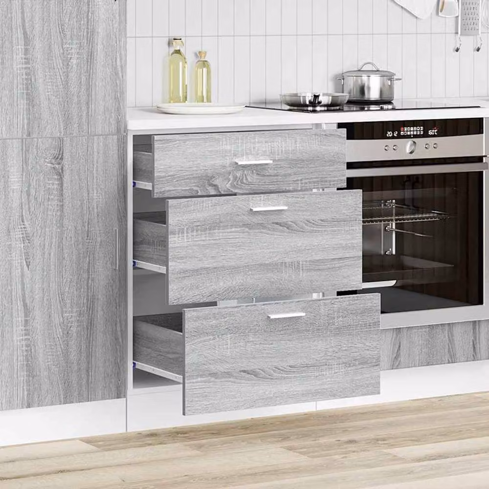 Berkfield Home Modern Grey Sonoma Kitchen Base Cabinet in Matt Engineered Wood – 2