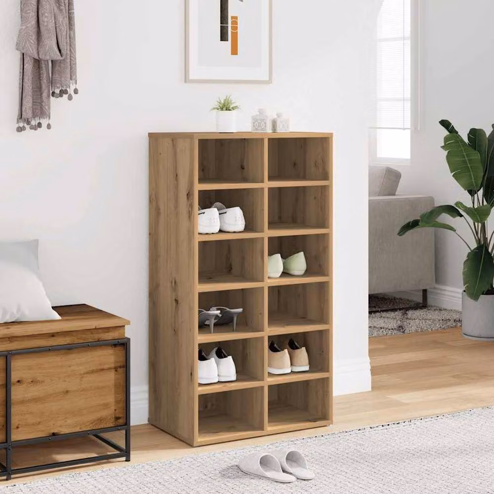 Berkfield Home Artisan Oak Shoe Rack in Brown, W: 54 cm, D: 34 cm, H: 100.5 cm – 2