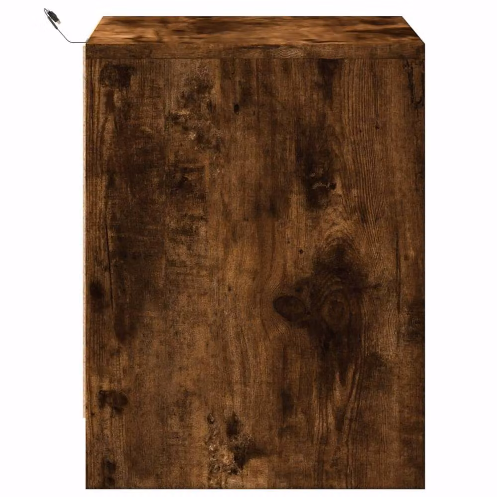 Berkfield Home Bedside Cabinet with Integrated LED Lights in Smoked Oak Brown, W/D/H: 45 x 34 x 43 cm – 4