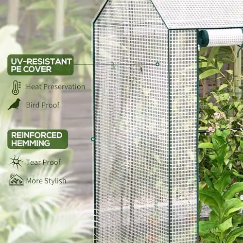 Outsunny Freestanding Mini Greenhouse with 2 Roller Doors in White, W/D/H: 100 x 80 x 150 cm – 3