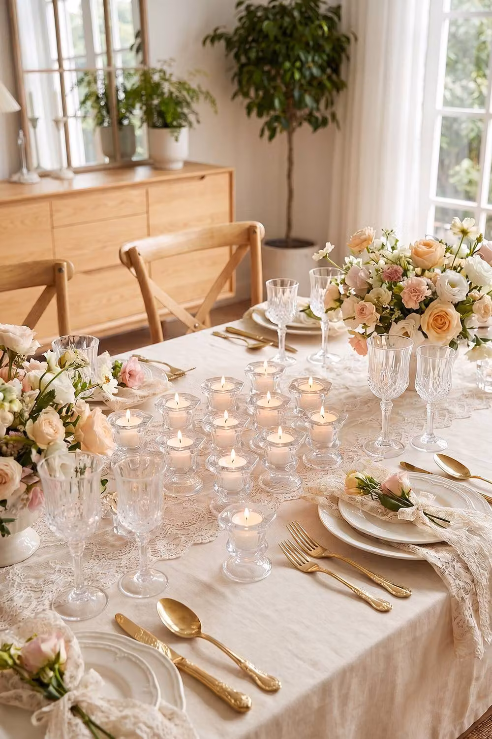 Living and Home 12 Pack Classic Round Transparent Glass Candle Holders for Weddings and Parties – 3