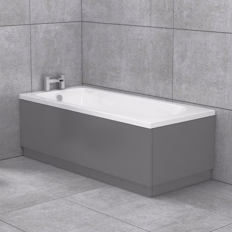 Royal Bathrooms Breeze Round Single Ended Acrylic Bath in White with Optional Indigo Grey Gloss MDF Panels