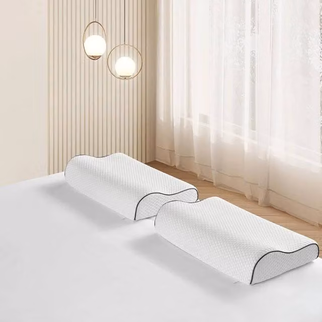 KORVIXA White Memory Foam Ergonomic Cervical Pillow for Adults