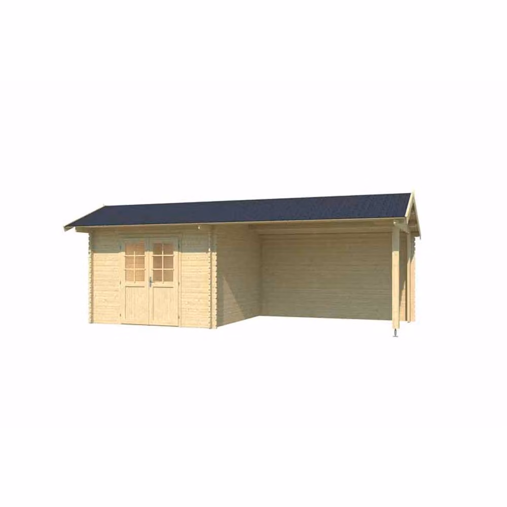 Lasita Maja Ltd New York Log Cabin Garden Room and Home Office in Light Brown, W: 389.3 cm, D: 720 cm, H: 273.6 cm – 2