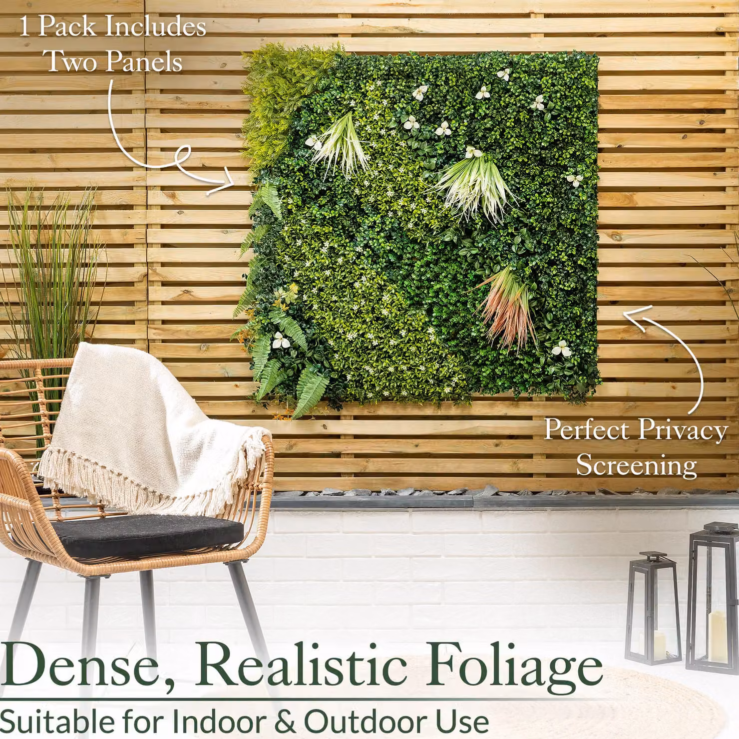 Christow Artificial Plant Living Wall Panels Green Set of 4, W/H: 50 x 50 cm – 4