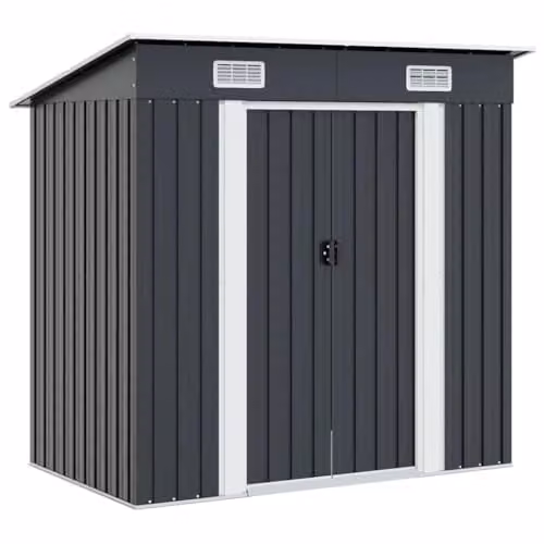 vidaXL Modern Pent Garden Shed in Anthracite Steel, W/D/H: 181 x 124 x 190 cm – 1