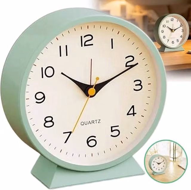 NESTLUNE Retro Silent Analog Alarm Clock in Green – 1