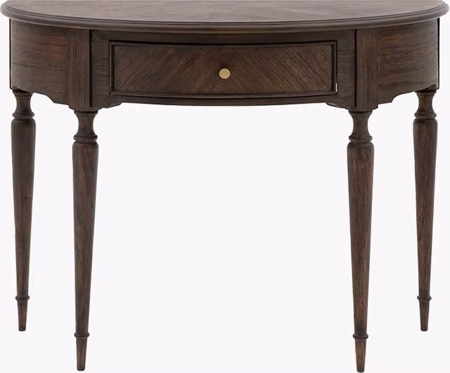 Perch & Parrow Chateau Demi Lune Round Coffee Table in Brown Wood