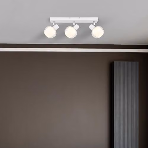Globo Lighting Modern White and Chrome Ceiling Spotlight Bar with Transparent Glass Shades, 3x E14 Bulbs – 3