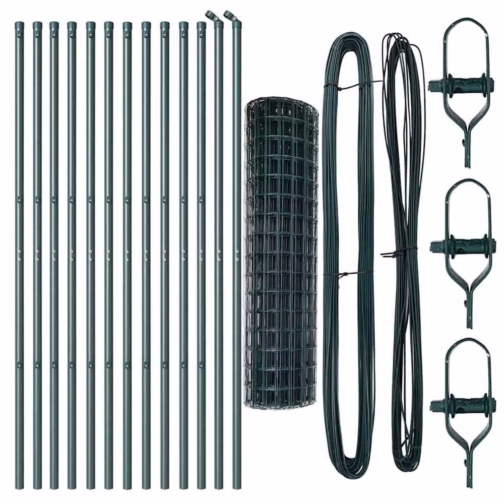 Berkfield Home Green Euro Fence with 13 Posts, Galvanised Steel, 1 x 25 m – 4