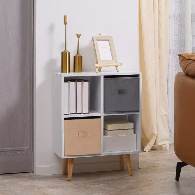 STILVORA White Modern Freestanding Storage Unit with Fabric Drawers – 1