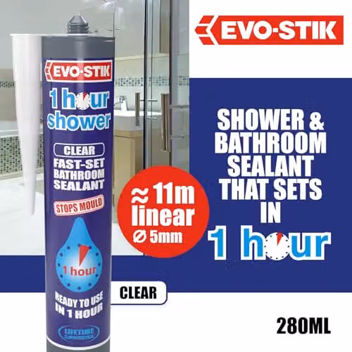 Pattex Mould Resistant Silicone Shower Sealant in Transparent or White, 310ml – 2