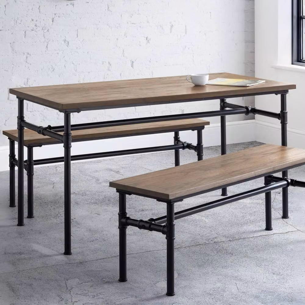 Cheshire Premium Carnegie 140cm Rectangular Industrial Dining Table in Brown and Multicolour – 2