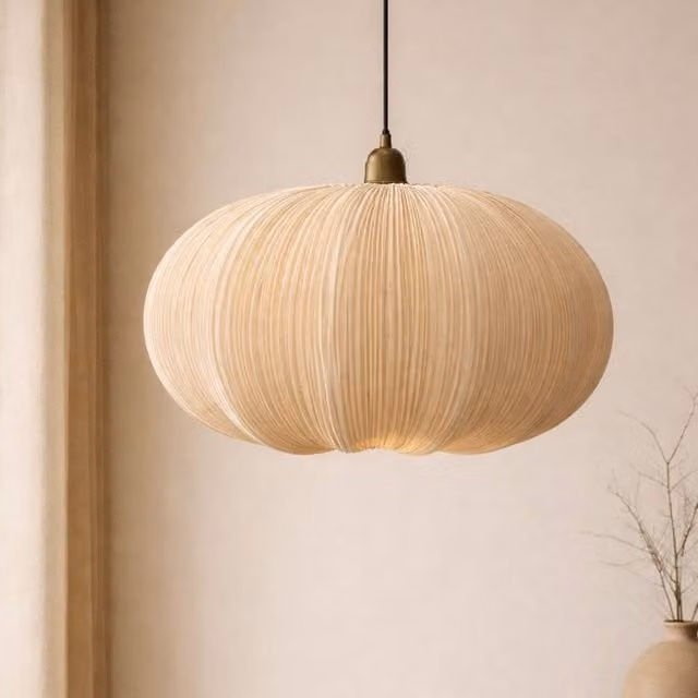 CGC Lighting Palmira Champagne X Large Oval Stretch Ruffled Silk Fabric Lampshade in Beige