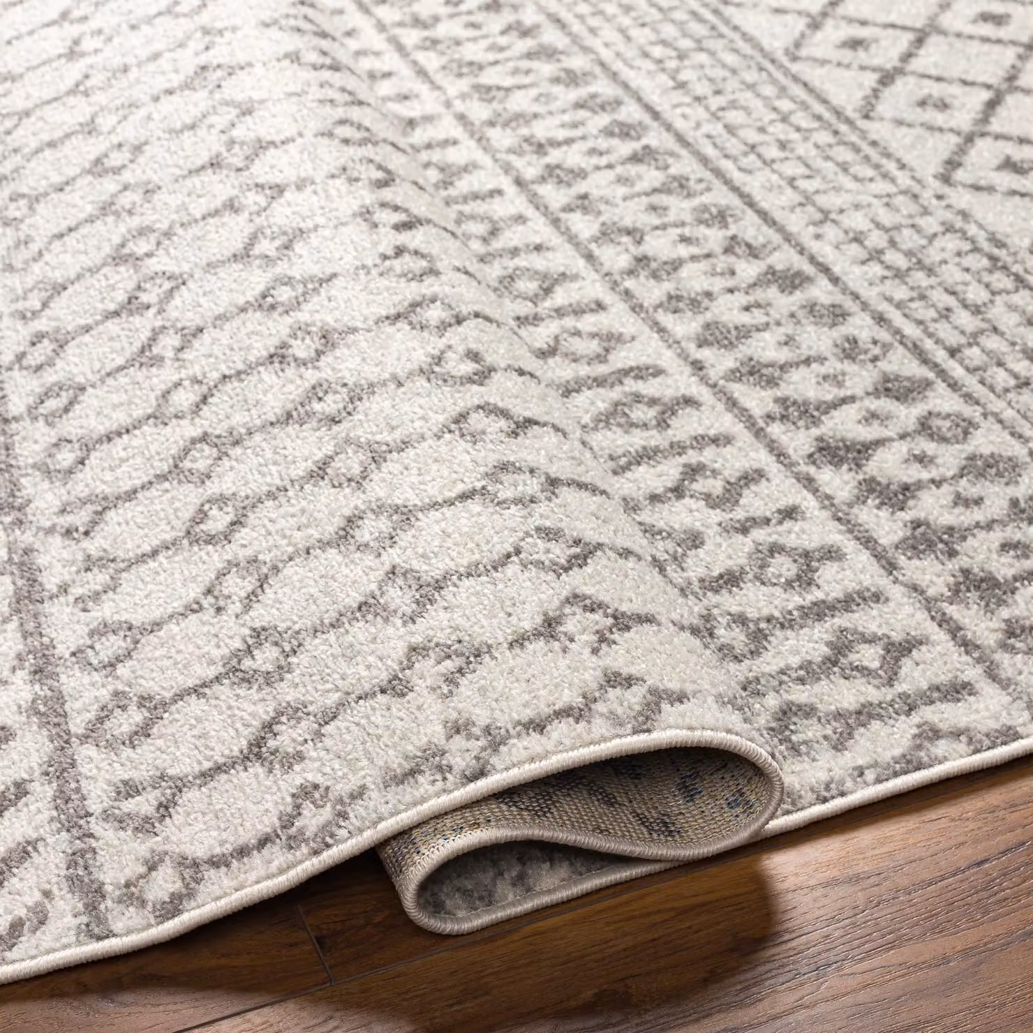 Livabliss Elaziz Geometric Machine Woven Rug in Grey, White and Beige, W: 200 cm, D: 275 cm – 2