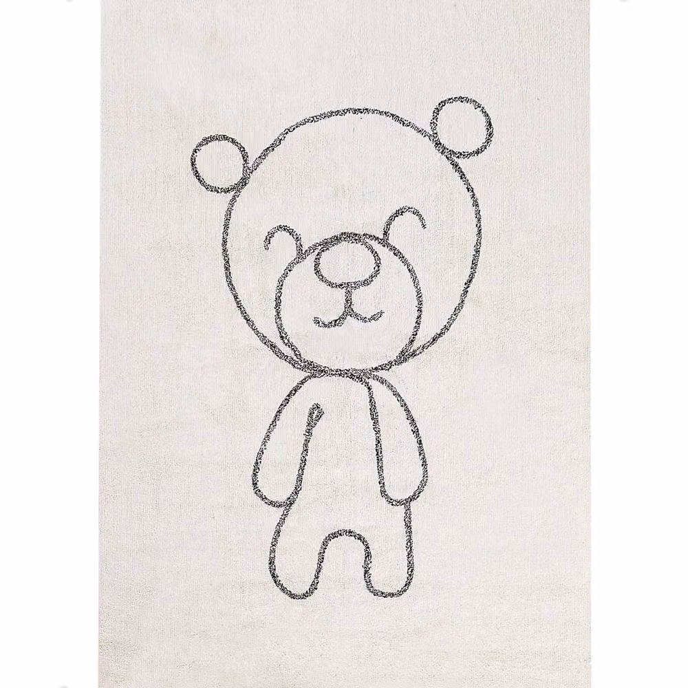 Wyld and Coco Kids Teddy Bear Rug, Beige Cotton, W: 140 cm, D: 200 cm – 2