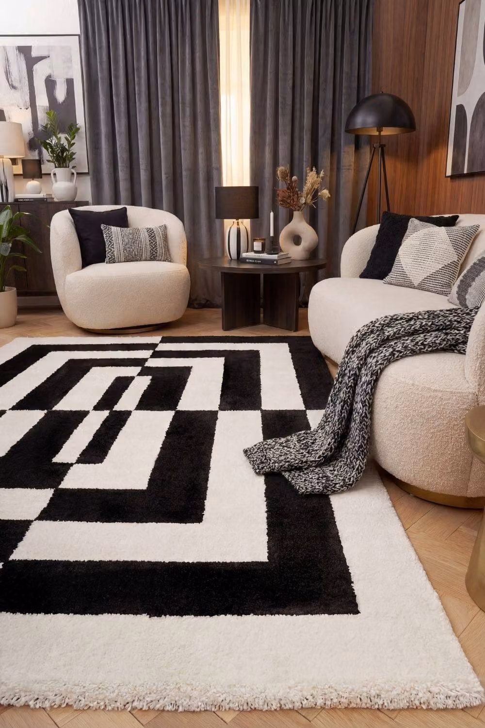 THE RUGS Joli Geometric Soft and Dense Pile Living Room and Bedroom Rug in Black, W: 120 cm, L: 170 cm – 4