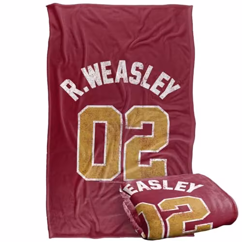 LOGOVISION Harry Potter Weasley Jersey Silky Touch Super Soft Fleece Throw Blanket, Multicolour, W: 91.44 cm x L: 147 cm