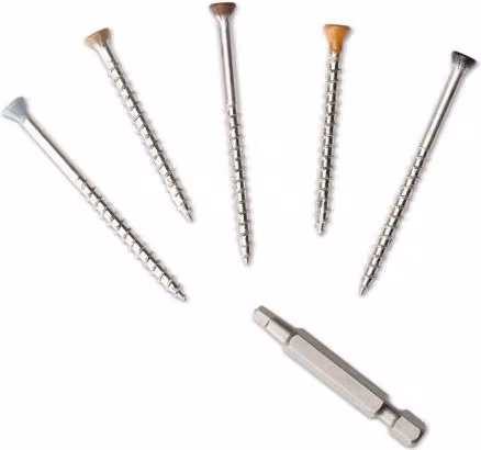 Ecoscape Colour Coded Composite Decking and Cladding Screws, Silver, 40mm, Pack of 50