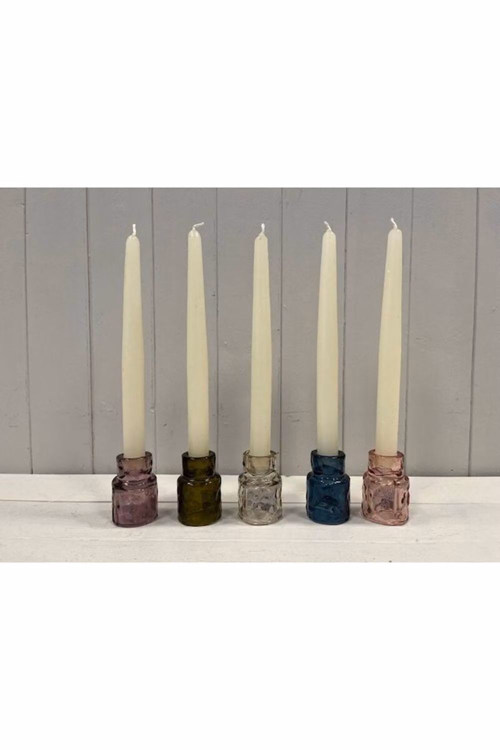 KDMD Small Blue Textured Glass Taper Candle Holder – 2