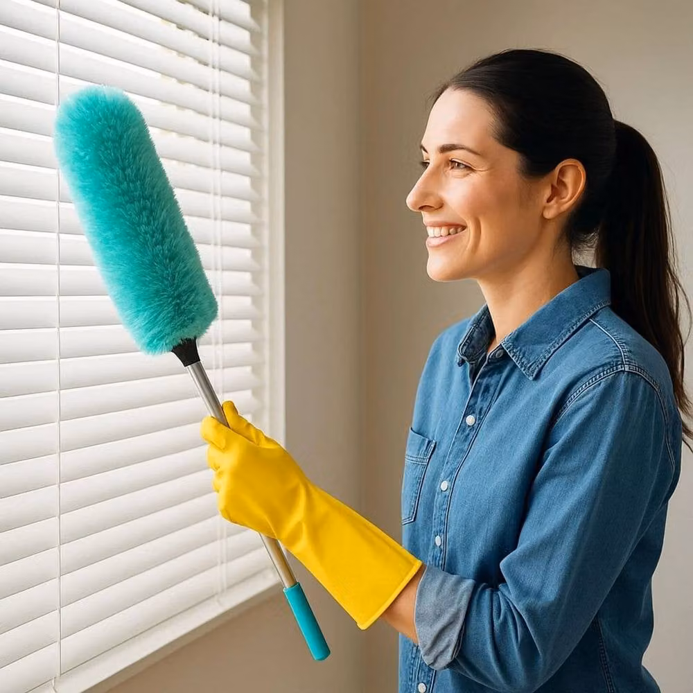 EONLION Microfibre Telescopic Duster with Flexible Head in Blue, 100 cm – 3