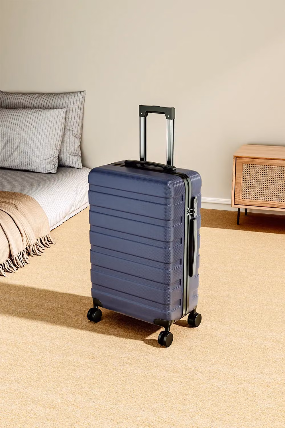 Living and Home Hardshell Rolling Luggage Trolley Travel Case, Blue, Height: 50.8 cm, Width: 37.0 cm – 2