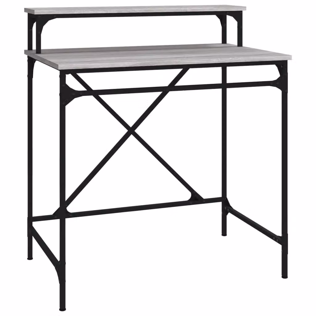 Berkfield Grey Sonoma Computer Desk with Engineered Wood and Metal X-Frame, W/D/H: 80 x 50 x 90 cm – 2