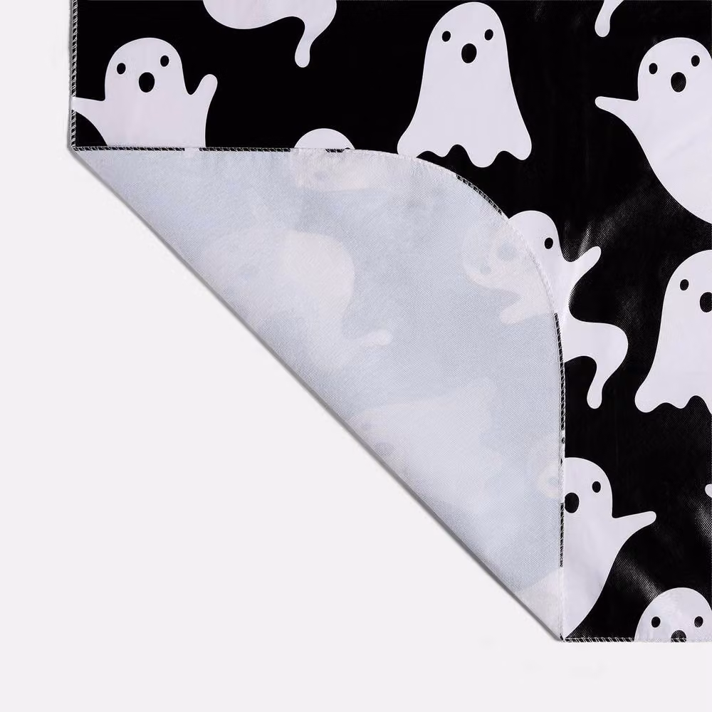 OHS Halloween Ghost Tablecloth in Black, Water Repellent PVC Table Protector – 4