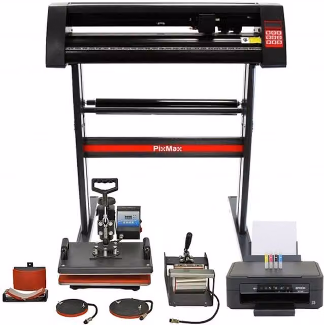 PixMax 5 in 1 Combo Dye Sublimation Printer and Vinyl Cutter with CISS, Black