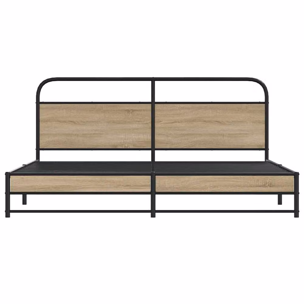 Berkfield Home Metal Bed Frame in Smoked Oak Brown, 200 x 200 cm – 2