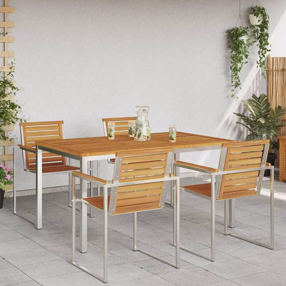 Berkfield Home Extendable Rectangular Outdoor Dining Table in Brown Acacia Wood, W: 150 cm, D: 90 cm, H: 75 cm – 3