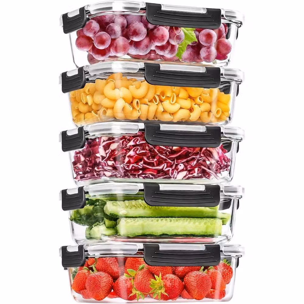 PAWNORA Set of 5 Clear Glass Food Containers – 4