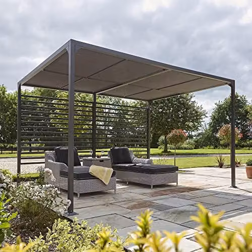 Rowlinson Florence 4x3 Freestanding Garden Canopy in Grey, L292 x W392 x H220 cm – 1