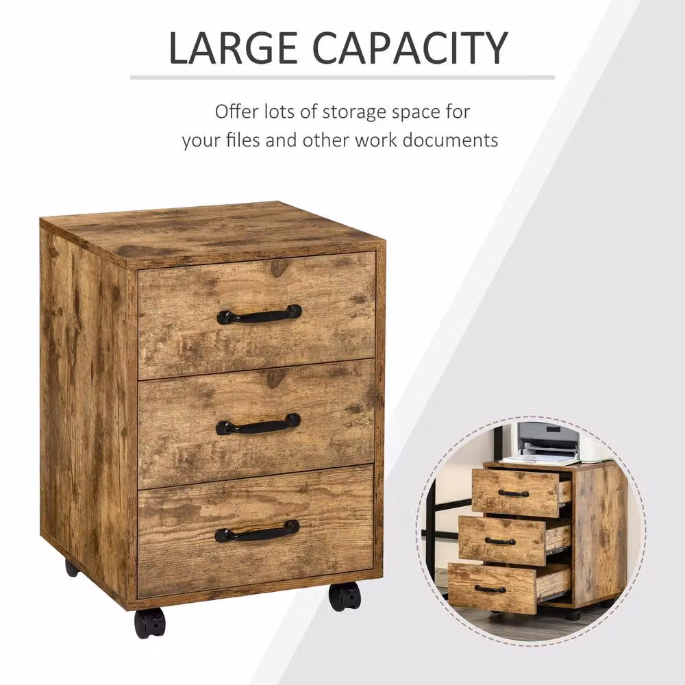 STILVORA 3 Drawer File Cabinet with Castors, Rustic Brown, W/D/H: 40 x 40 x 57 cm – 5