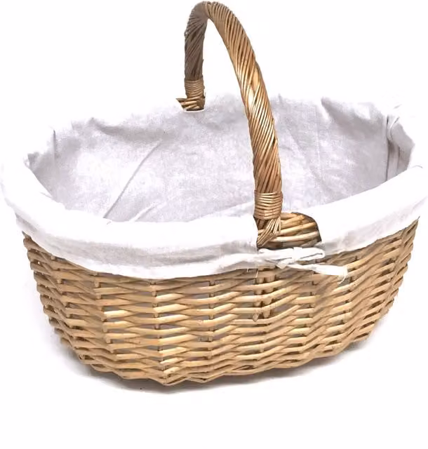 Topfurnishing Brown Oval Wicker Garden Trug Basket with Handle, 35 cm