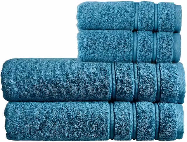 Christy Antalya 4 Piece Luxury Turkish Cotton Towel Set in Blue and Petrol, 600GSM – 5