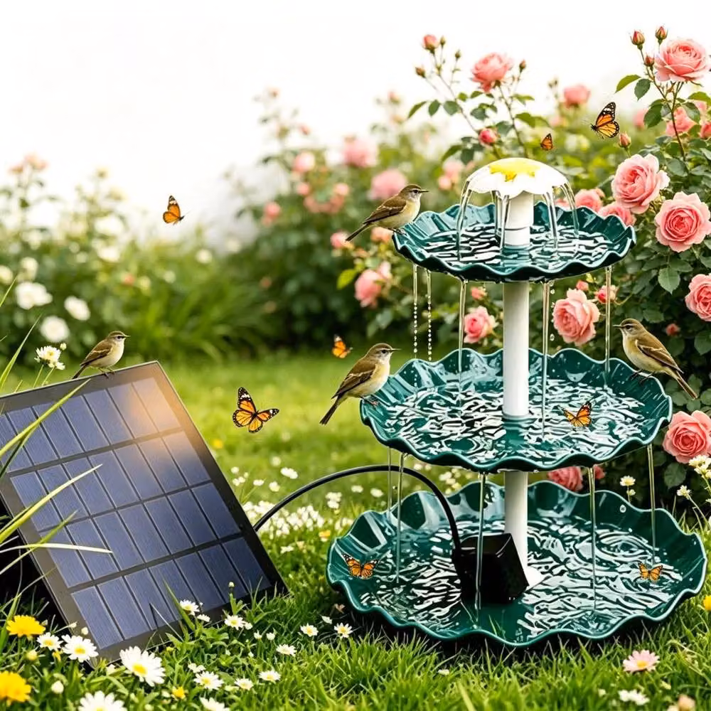 FLAVORA 3.5W Solar Bird Bath Fountain Pump in Green, W/D/H: 100 x 15 x 15 cm – 6