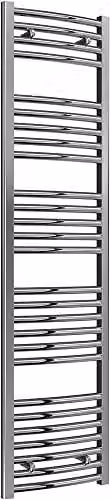 Bathroom Kingdom Diva Silver Steel Straight Heated Towel Rail, H: 160 cm, W: 40 cm