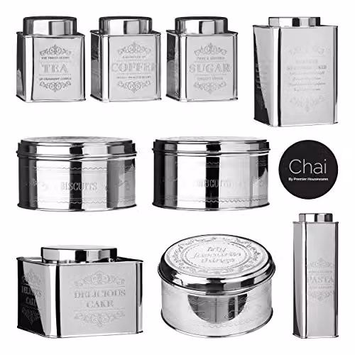 Premier Housewares Stainless Steel Chai Delicious Cake Storage Tin, Silver, H: 15 cm, W: 19 cm, D: 19 cm – 2
