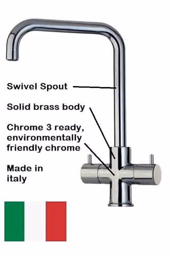 Piralla Vox Cruciform Kitchen Tap in Chrome with Two Handles and Swivel Spout – 2