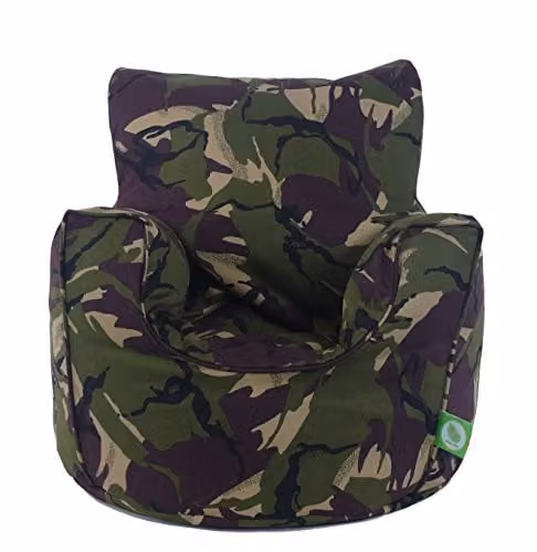 BeanLazy Cotton Army Camo Camouflage Green Bean Bag Gaming Arm Chair for Children and Teenagers – 1
