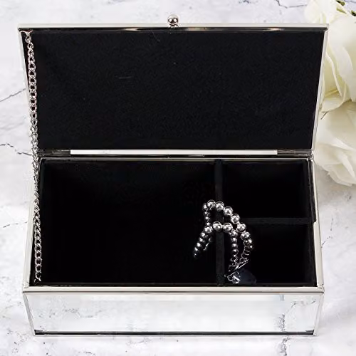 Personalised Memento Company Mirrored Jewellery Box in Silver or Black – 3