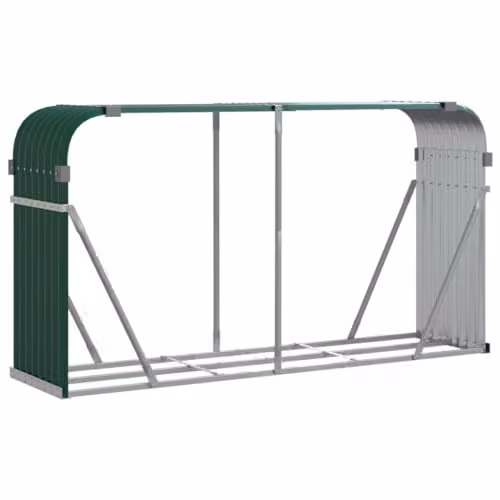 vidaXL Green Galvanised Steel Freestanding Log Holder W/D/H: 180 x 45 x 100 cm