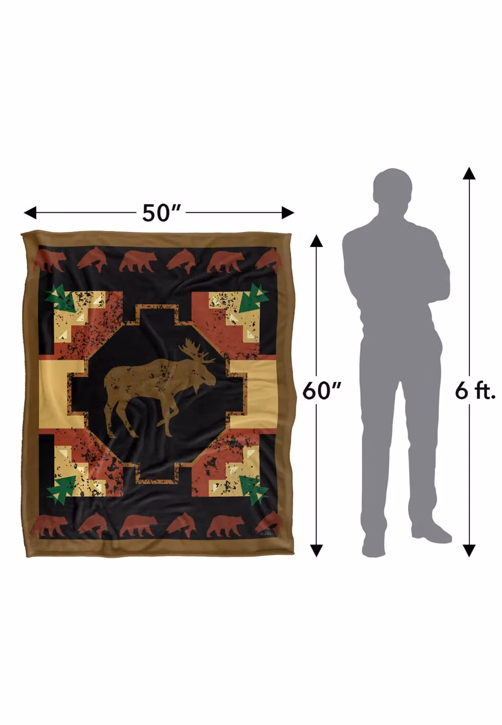 JQ Licensing Southwest Moose 2 Silky Touch Super Soft Fleece Throw Blanket, White and Multicolour, W/D/H: 152 x 127 cm – 8